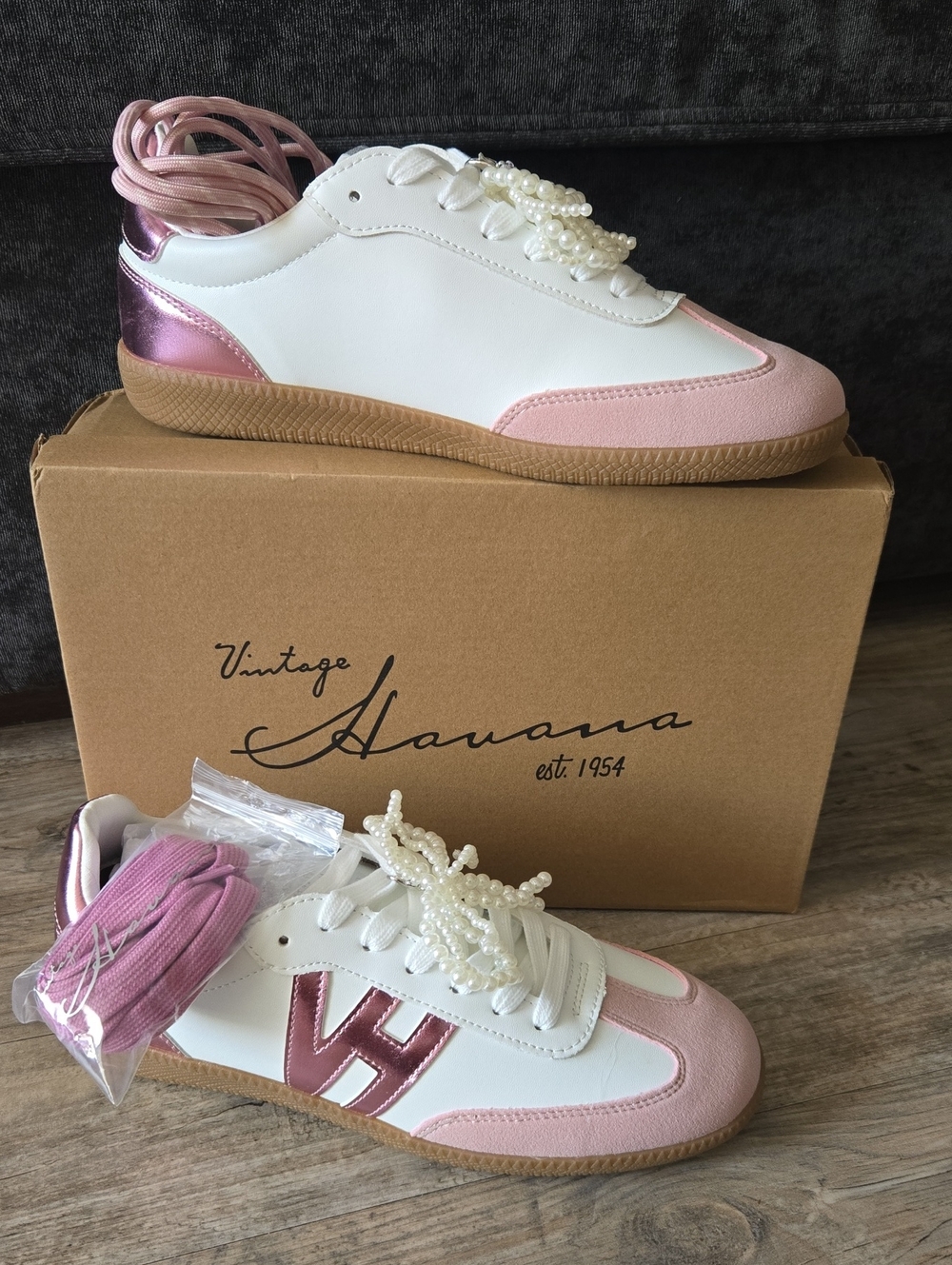 Vintage Havana Nadia White, Metallic Pink